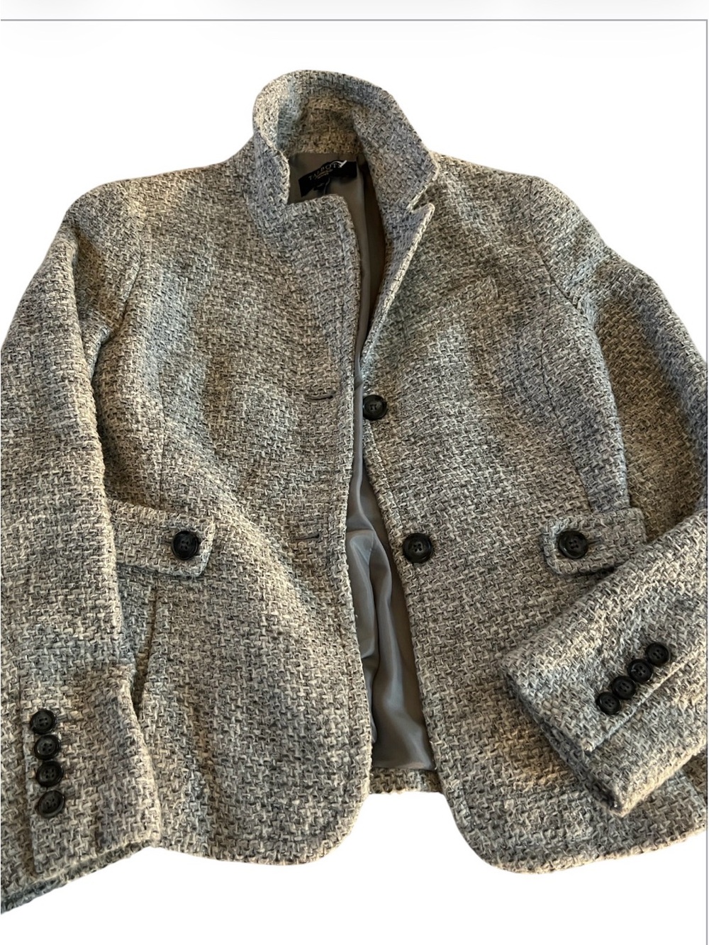Talbots Gray Tweed Women's Blazer Jacket with a touch of silver threading